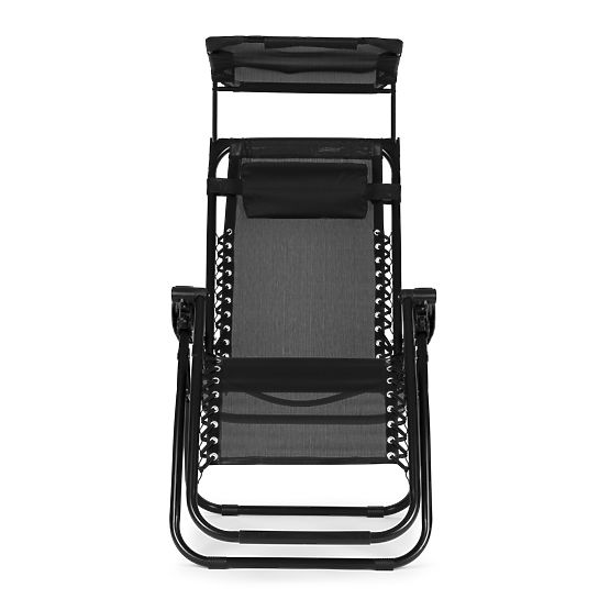 Ogrodowy leżak plażowy z regulowanym oparciem i ruchomym daszkiem Modernhome - czarny