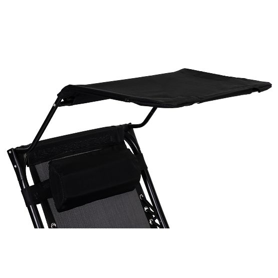 Ogrodowy leżak plażowy z regulowanym oparciem i ruchomym daszkiem Modernhome - czarny