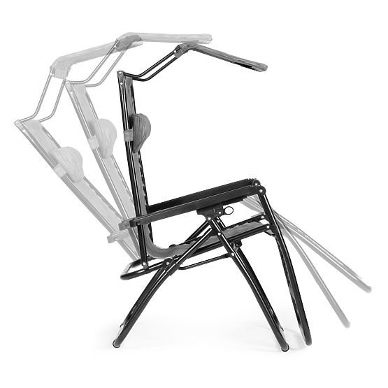 Ogrodowy leżak plażowy z regulowanym oparciem i ruchomym daszkiem Modernhome - szary