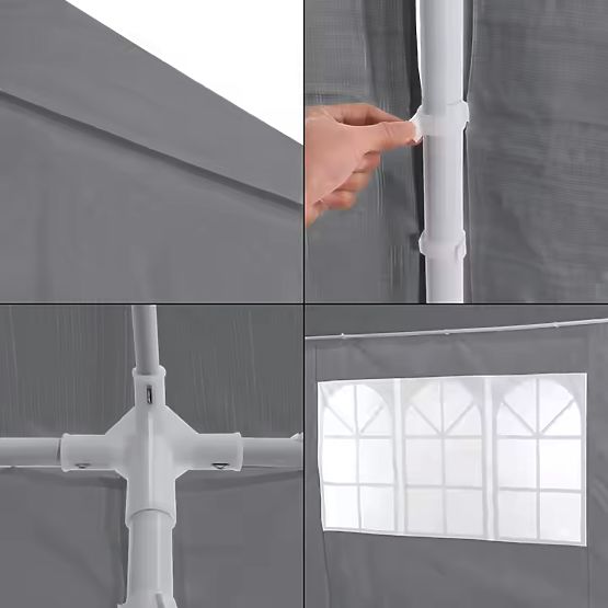 Ogrodowy namiot handlowy 3x6 m 6 ścian szary MultiGarden