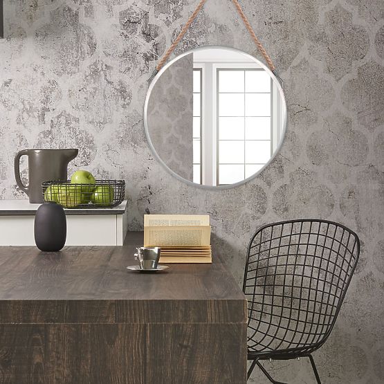 OKRĄGŁE SREBRNE LUSTRO NA LINIE 40CM KLMH-0410S-1