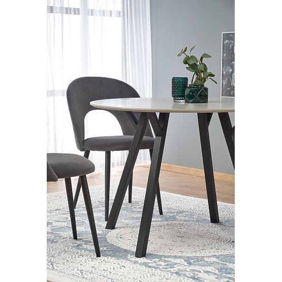 Okrągły stół BALROG, konstrukcja - czarna, blat - jasnoszary (2p=1szt)