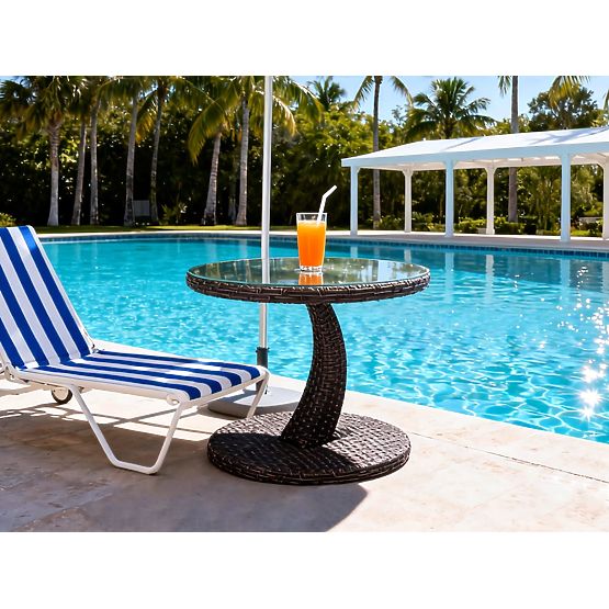 Okrągły stolik balkonowy z technoratanu, nowoczesny design