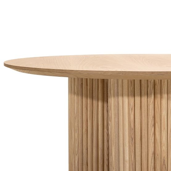 Okrągły stolik kawowy Vesby 100 cm, naturalny dąb, jesion, lamele
