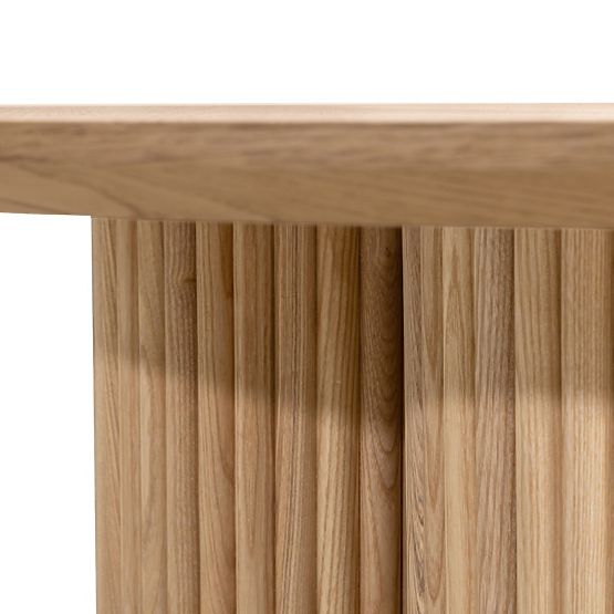Okrągły stolik kawowy Vesby 100 cm, naturalny dąb, jesion, lamele