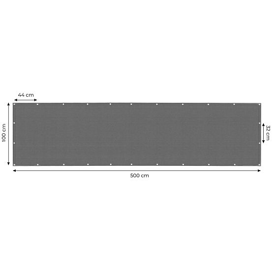 Osłona balkonowa z okuciami 100x500 cm siatka zacieniająca + elementy montażowe szara MultiGarden