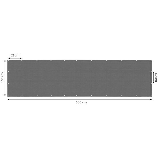 Osłona balkonowa z okuciami 150x500 cm siatka zacieniająca + elementy montażowe szara MultiGarden