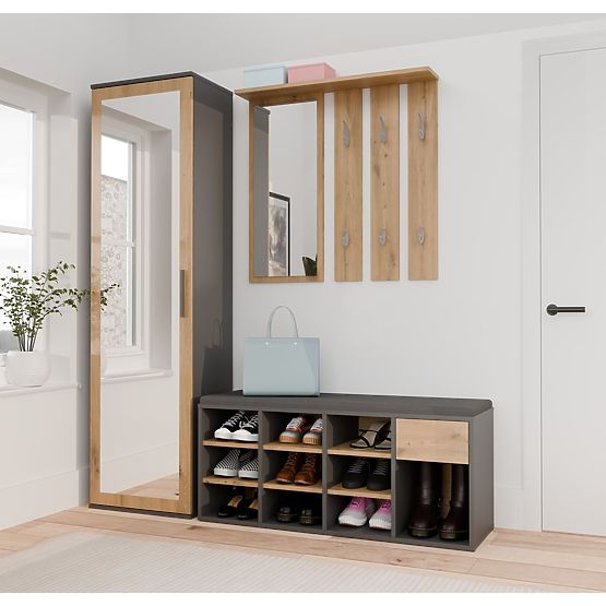 Otwarta szafka na buty TALLIN ANTRACYT DĄB ARTISAN do przedpokoju