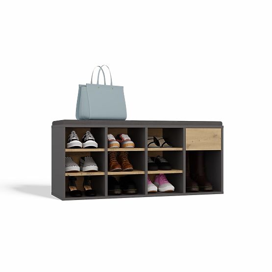 Otwarta szafka na buty TALLIN ANTRACYT DĄB ARTISAN do przedpokoju