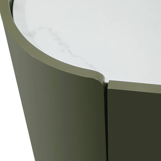 Owalna komoda Nari, zielona/szara, spiek, błyszcząca