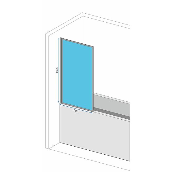 Parawan wannowy Rea Lagos-1 Fix Stały 70 Czarny