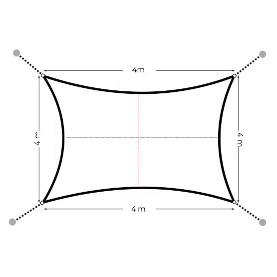 Wodoodporna plandeka kwadratowa 4x4 m - szara