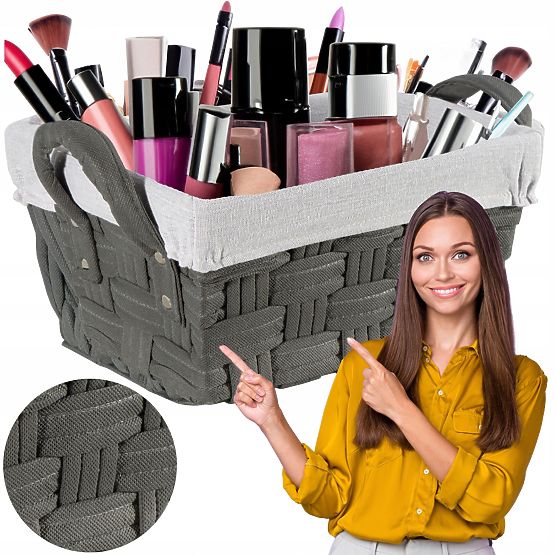 Pleciony kosz grafitowy LILO 30x20x15 cm