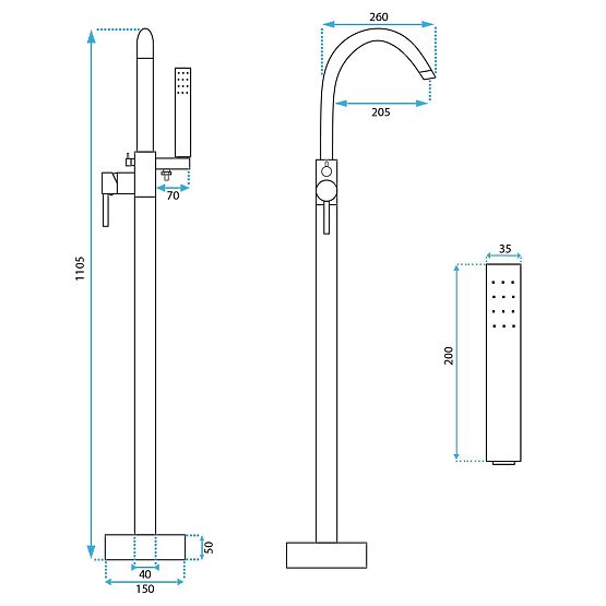 Podłogowa bateria wannowa Rea Lungo czarna