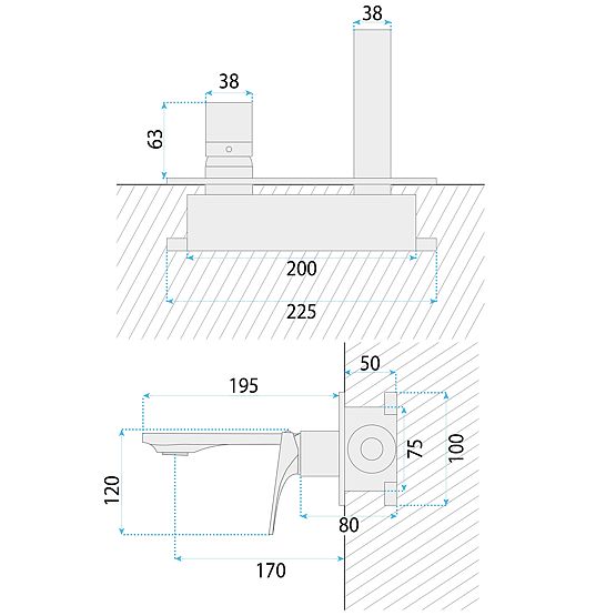 Podtynkowa Bateria Umywalkowa REA Joe Złota Szczotkowana