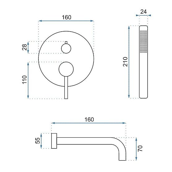 Podtynkowa bateria wannowa Rea Lungo Miedź + Box