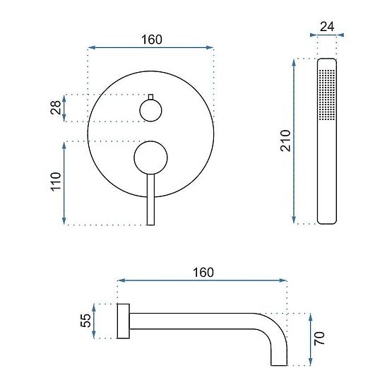 Podtynkowa bateria wannowa Rea Lungo Titan + Box