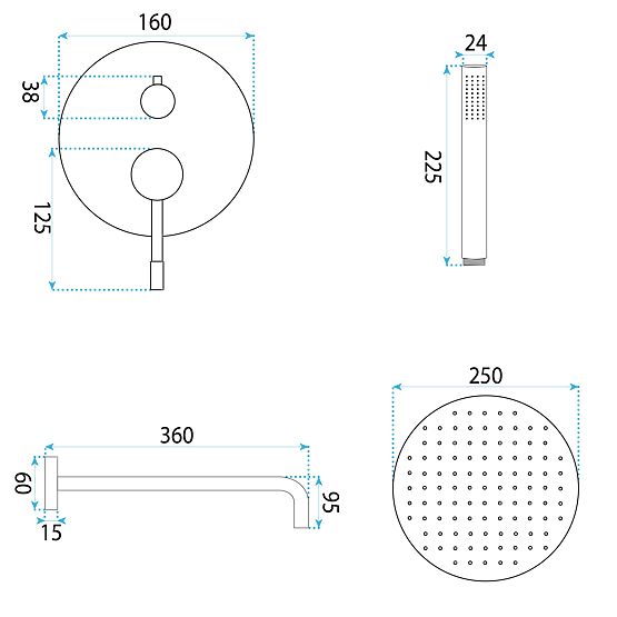 Podtynkowy zestaw prysznicowy Rea Lungo Diamond Chrom + BOX
