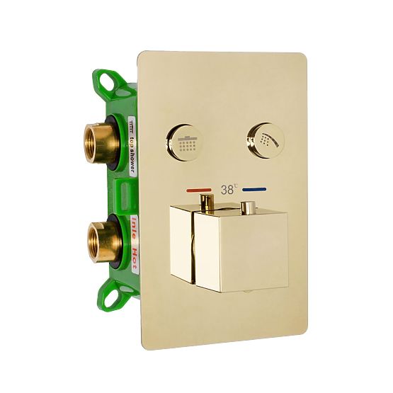 Podtynkowy zestaw prysznicowy z termostatem FENIX DAVIS Złoty + BOX