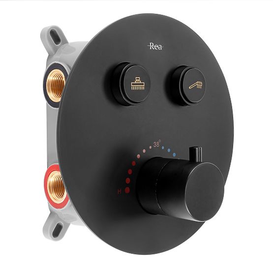 Podtynkowy zestaw prysznicowy z termostatem LUNGO Czarny + BOX