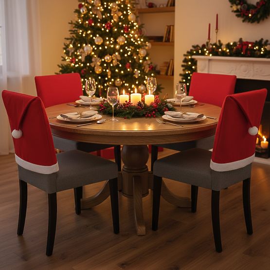 Pokrowiec na krzesło w kształcie czapki Świętego Mikołaja 2 szt.