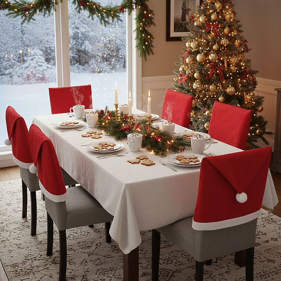 Pokrowiec na krzesło w kształcie czapki Świętego Mikołaja 2 szt.