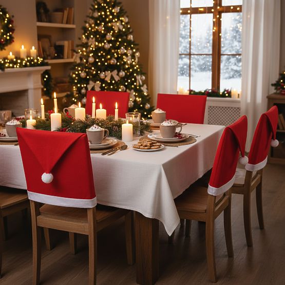 Pokrowiec na krzesło w kształcie czapki Świętego Mikołaja 6 szt.