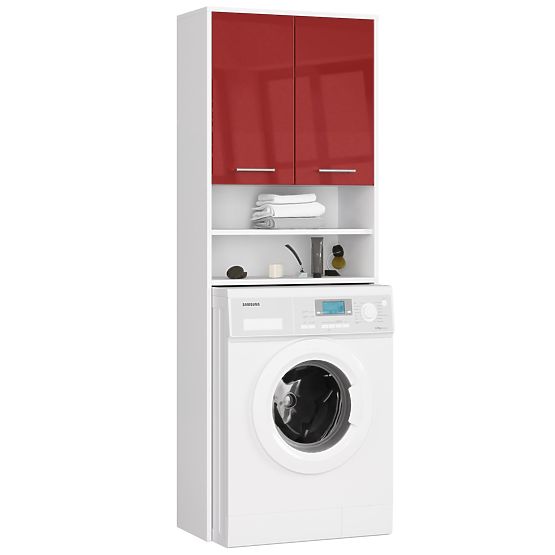 PÓŁKA ŁAZIENKOWA FIN NAD PRALKĘ BIAŁA / CZERWONY POŁYSK