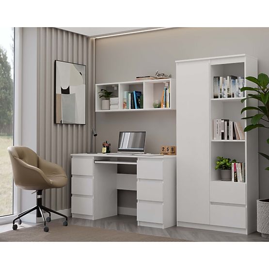 Półka wisząca COBI 1X3 - Nowoczesna półka ścienna 3 Komory Matowa Biała