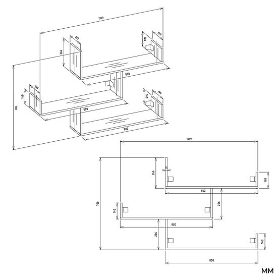 Półki Ścienne KOBI Do Salonu BIAŁA