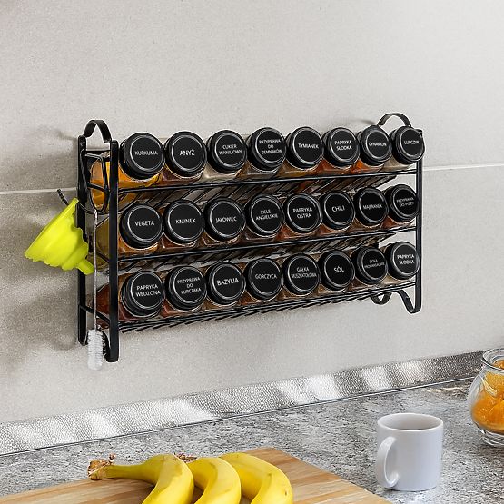 Półkowy stojak na przyprawy ENELDO 24 słoiczków + 72 naklejki