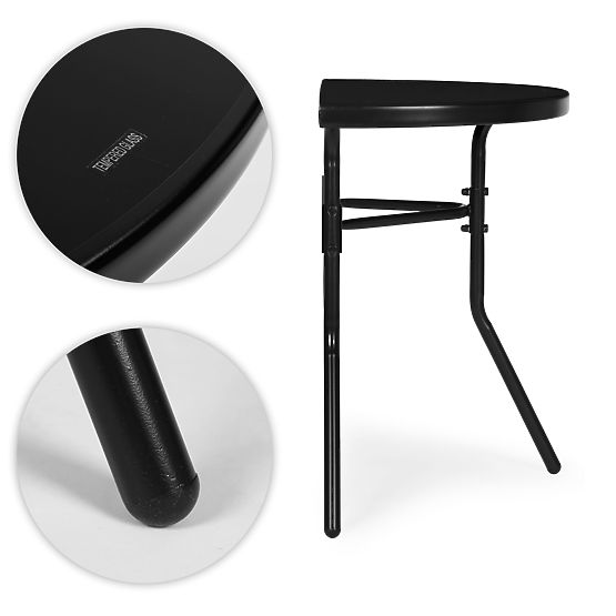 Półokrągły szklany stolik kawowy na balkon, taras, patio czarny MultiGarden