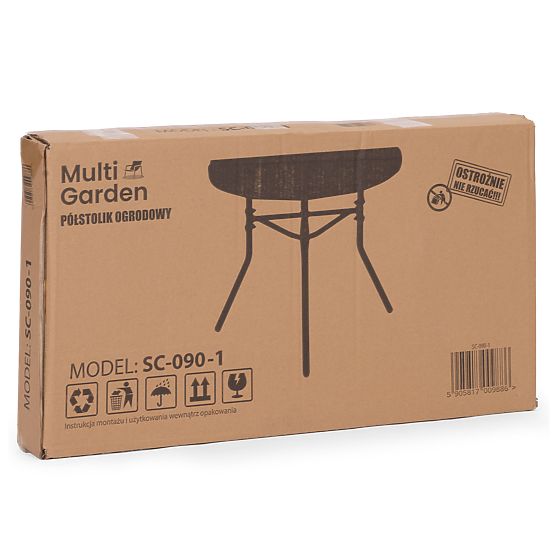 Półokrągły szklany stolik kawowy na balkon, taras, patio czarny MultiGarden