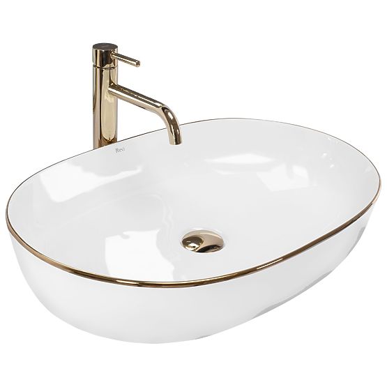 Ponadczasowa umywalka Rea CLEO 61 Gold Edge