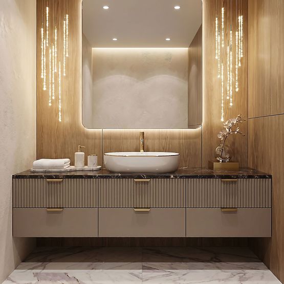 Ponadczasowa umywalka Rea CLEO 61 Gold Edge