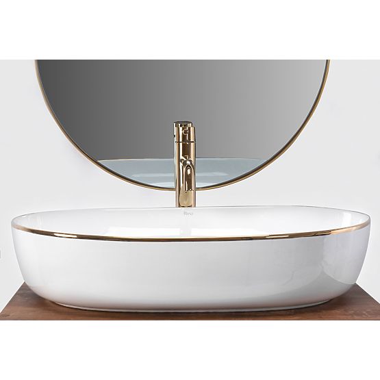 Ponadczasowa umywalka Rea CLEO 61 Gold Edge