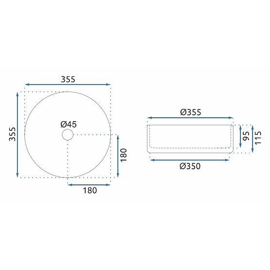 Ponadczasowa umywalka Rea Cristal 35 Black