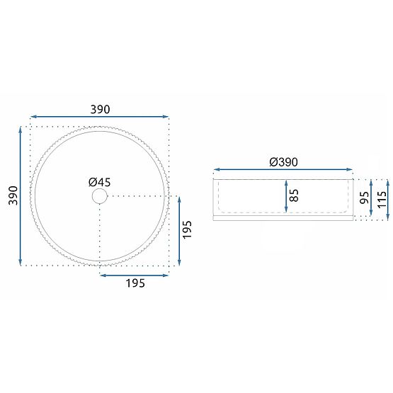 Ponadczasowa umywalka Rea Cristal Grey 39