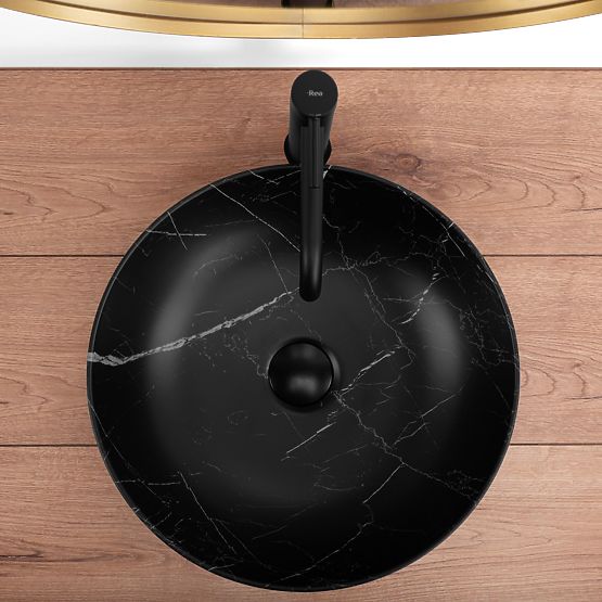 Ponadczasowa umywalka Rea Fibo czarna matowa