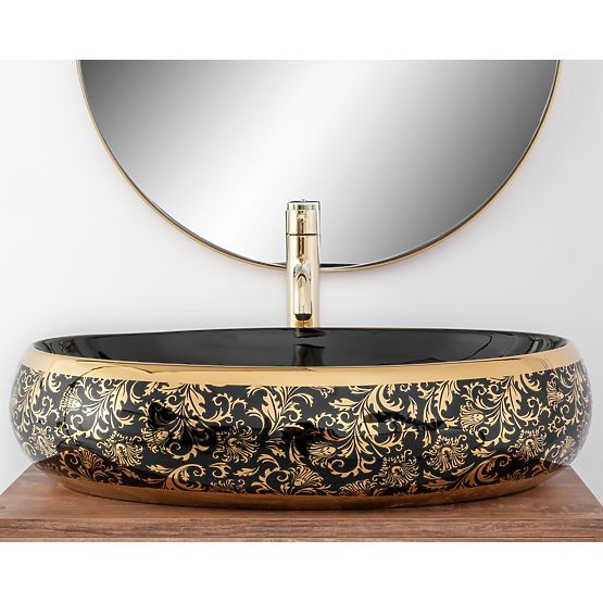 Ponadczasowa umywalka Rea Meryl Black / Gold