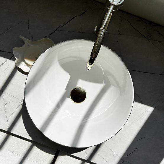 Ponadczasowa umywalka REA STELLA WHITE GOLD BRUSH