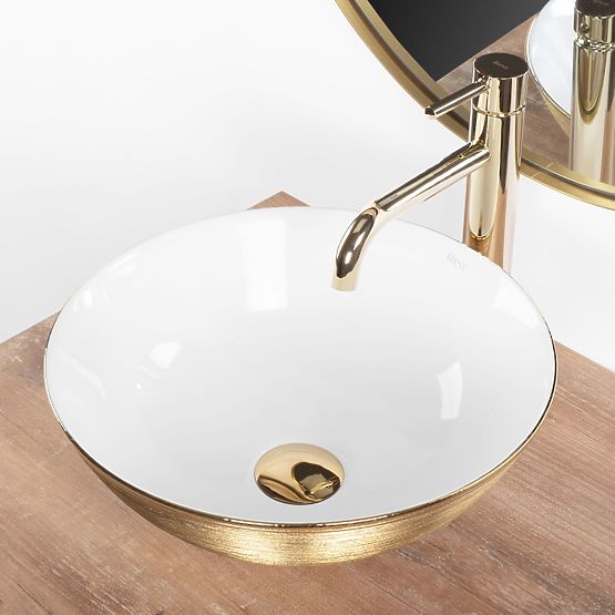 Ponadczasowa umywalka REA STELLA WHITE GOLD BRUSH