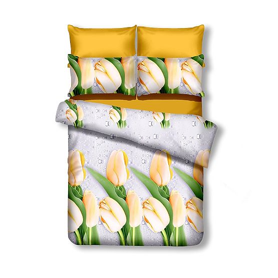 Pościel EMERALD kremowy kolor z motywem kwiatowym 155x220_80x80*1 DecoKing