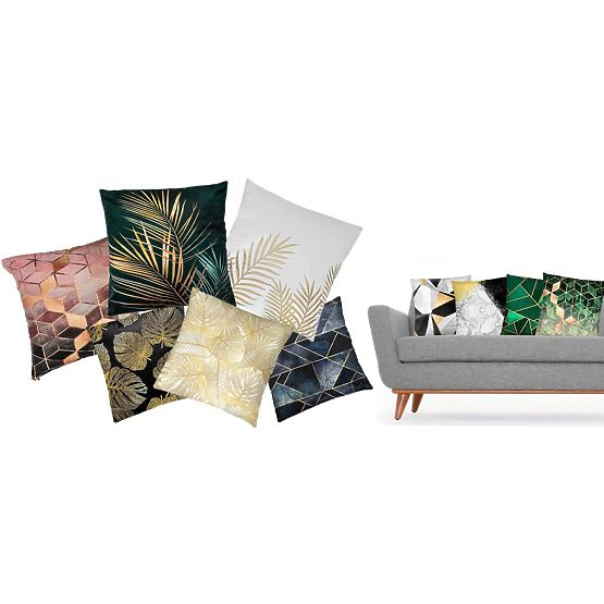 Poszewka na poduszkę 3D - zielono-złota