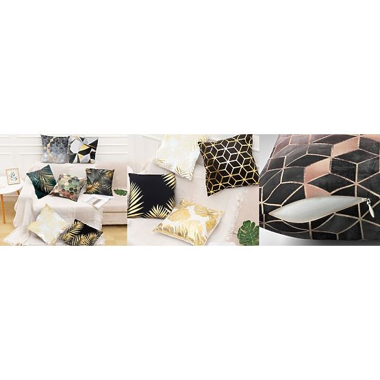 Poszewka na poduszkę 3D - zielono-złota