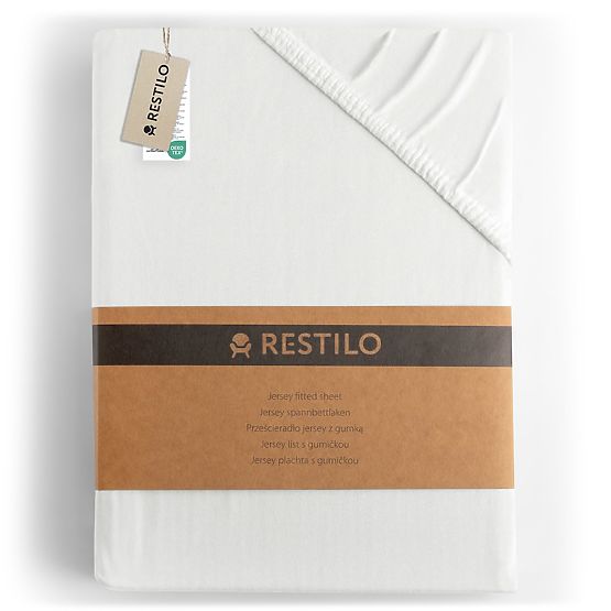 Prześcieradło AMBER kolor biały styl klasyczny materiał jersey 80-90x200 DecoKing