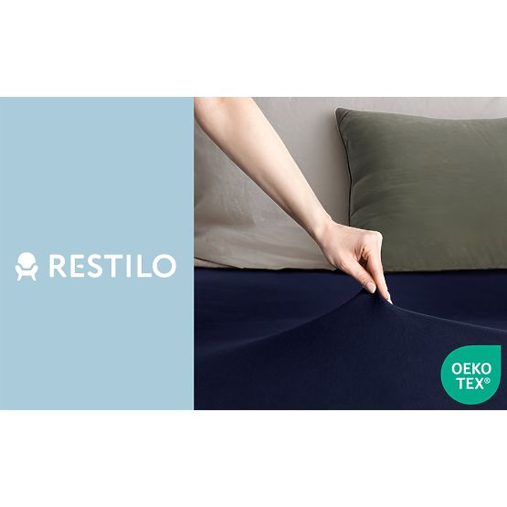 Prześcieradło AMBER kolor granatowy styl klasyczny materiał jersey 80-90x200 DecoKing