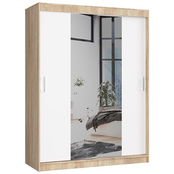 PRZESUWNA SZAFA 150cm CLP SONOMA / BIAŁA