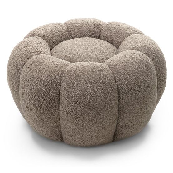 Pufa Perugia, cappuccino, bouclé, zaokrąglone kształty
