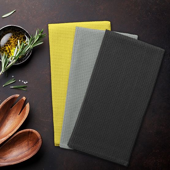 Ręcznik kuchenny LETTY szary kolor z klasycznym motywem reliefowym styl klasyczny 50x70 ameliahome